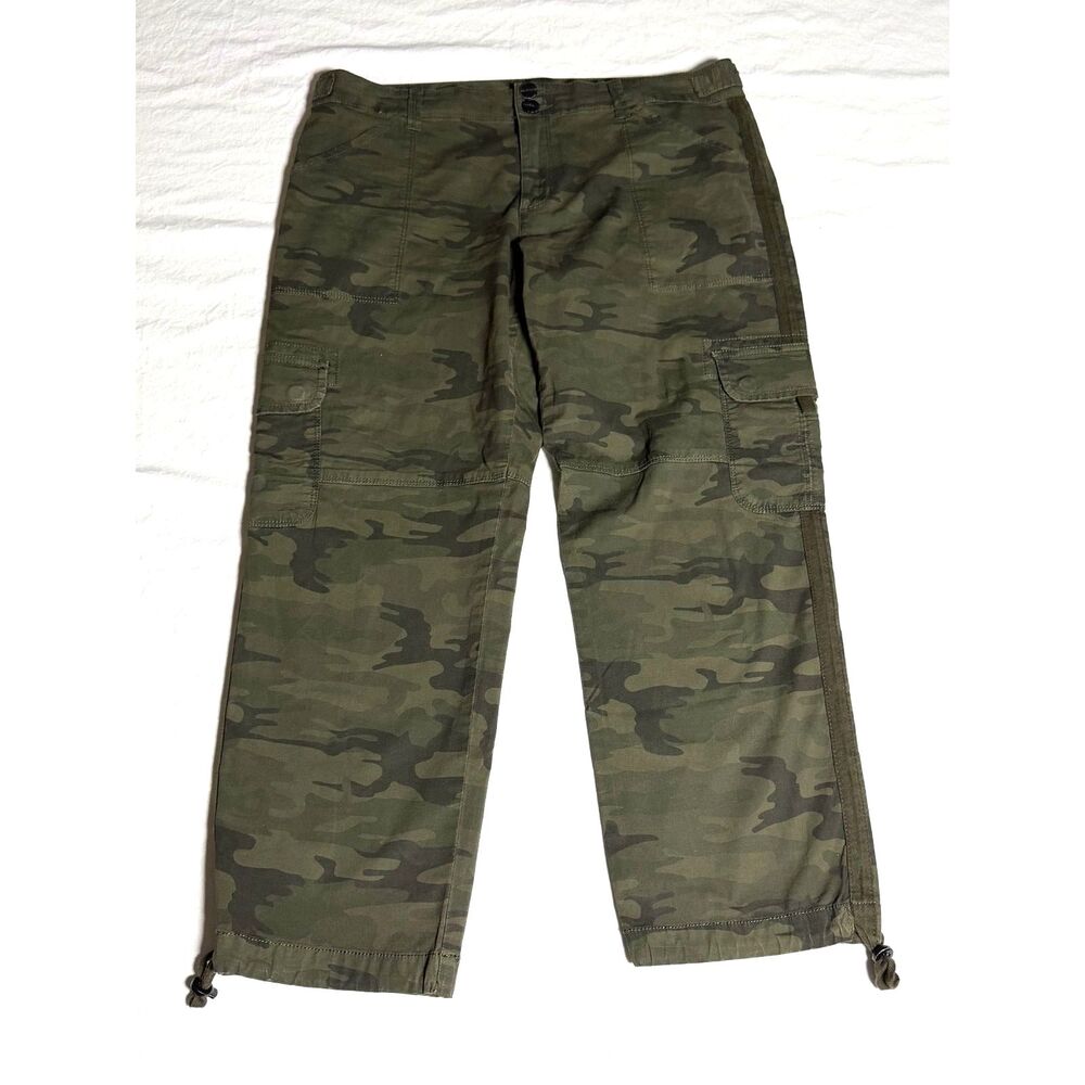 Sanctuary Camo Cargo Pants 30 Green Camouflage Crop Utility Leg Drawstring Y2K